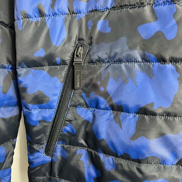 Bench Men Blue Black Puffer Large Zip Up Jacket - Picture 6 of 7